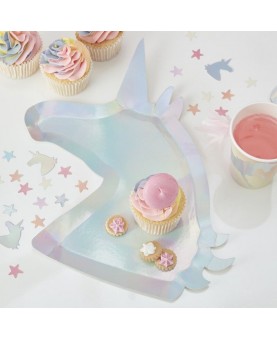 Assiettes licorne iridescentes