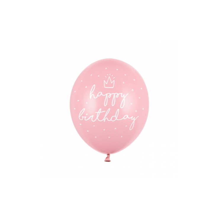 6 ballons roses "Happy Birthday"