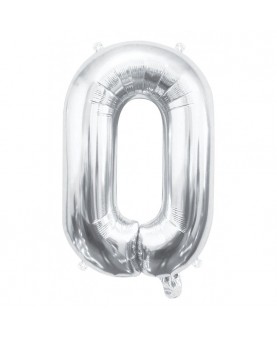 Ballon mylar chiffre 0 argent 40cm