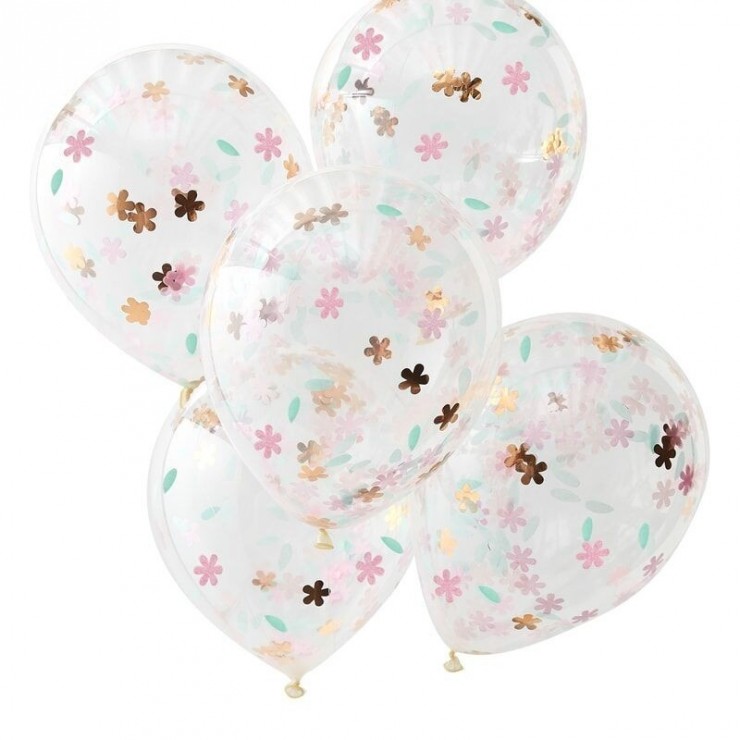 Ballons confettis fleurs