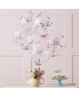 Ballons d'anniversaire à confettis en forme de fleurs