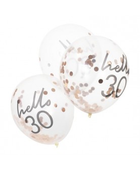Ballons Hello 30 confettis rose gold
