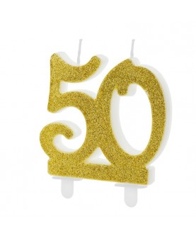 Bougie d'anniversaire dorée 50