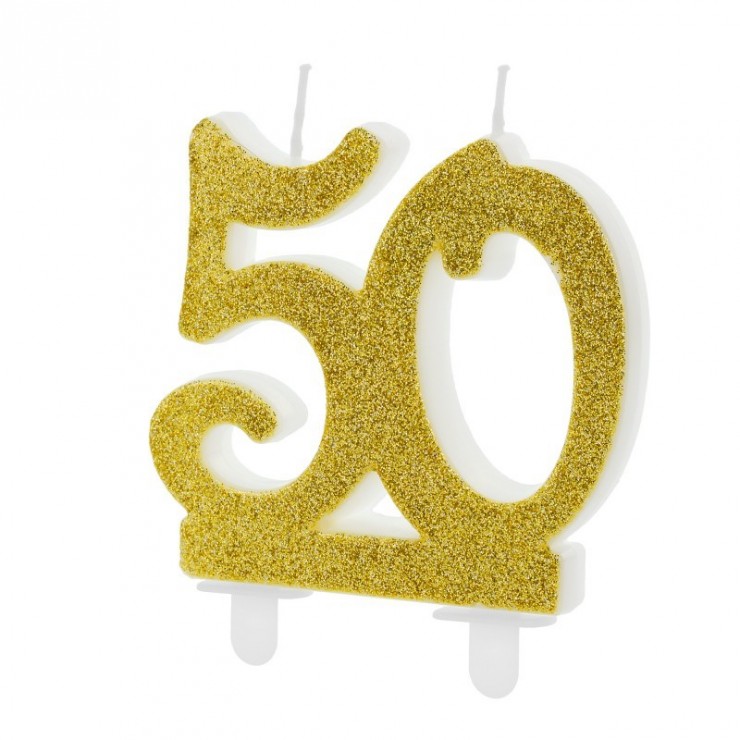 Bougie d'anniversaire dorée 50