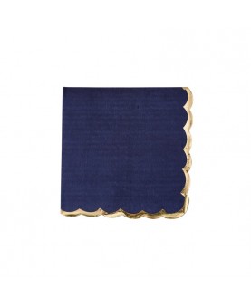 16 serviettes bleues marine avec liseré or