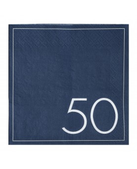 Serviettes 50 ans bleu marine