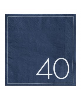 Serviettes 40 ans bleu marine