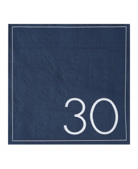 Serviettes 30 ans bleu marine