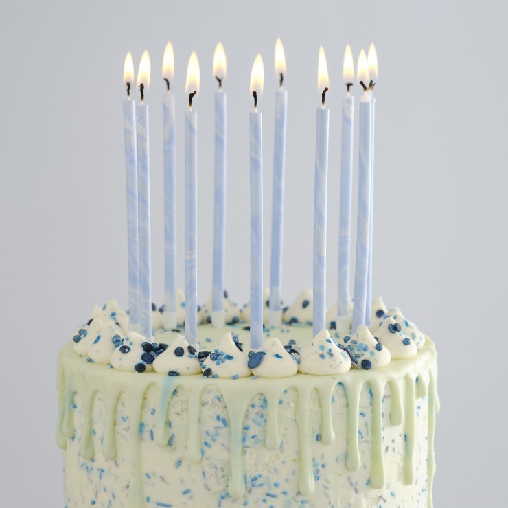 12 bougies d'anniversaire marbre bleu - Fiesta Republic