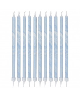 12 bougies d'anniversaire marbre bleu