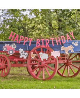 Guirlande Happy Birthday Animaux de la ferme