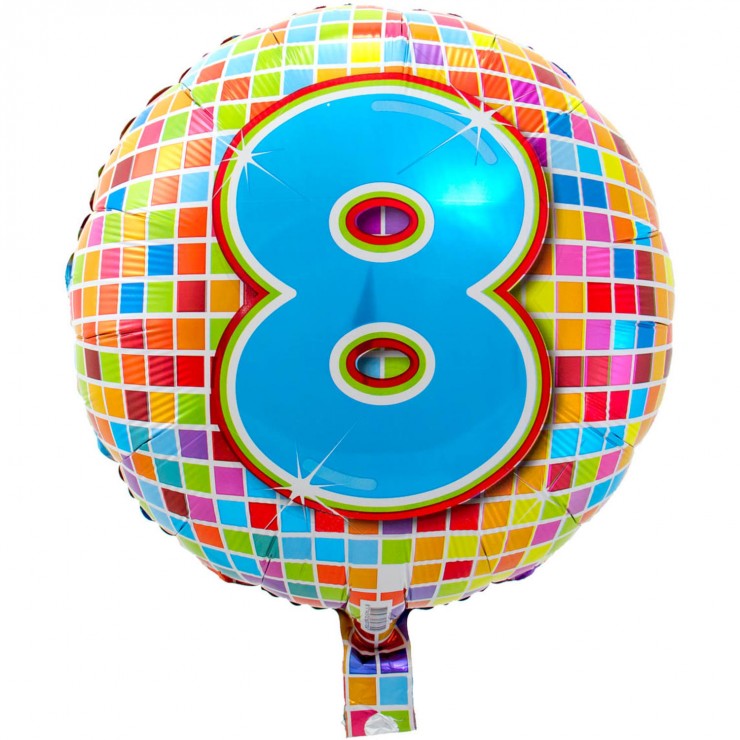 Ballon chiffre multicolore 8* - Cook Shop