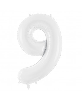 Ballon chiffre 9 blanc 86 cm