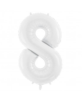 Ballon anniversaire chiffre 8 blanc