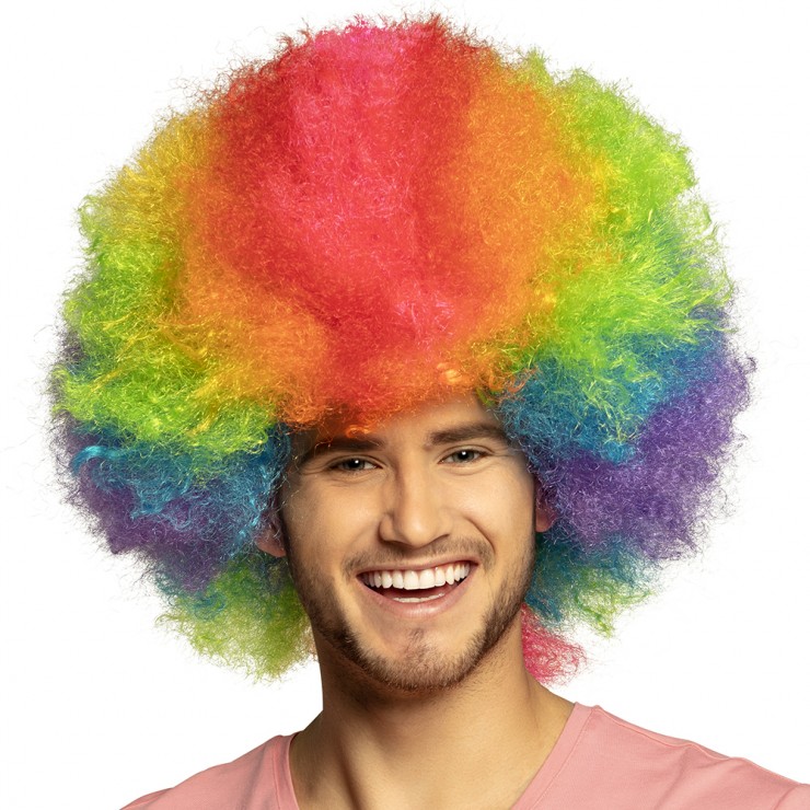 Perruque multicolore de clown XL