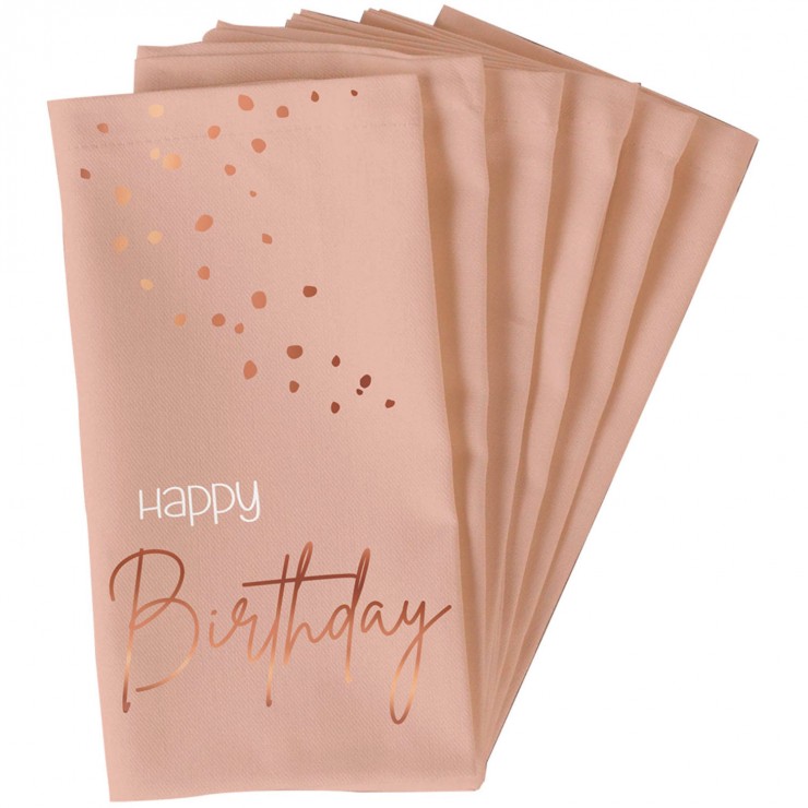 10 serviettes rose poudré "Happy birthday"