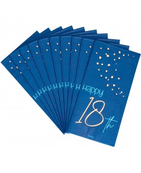 10 serviettes bleu marine "Happy 18th"