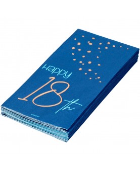 10 serviettes bleu marine "Happy 18th"