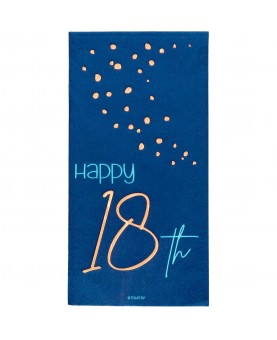 10 serviettes bleu marine "Happy 18th"