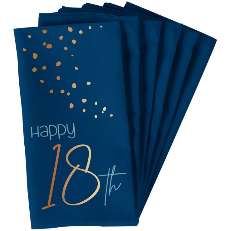 10 serviettes bleu marine "Happy 18th"