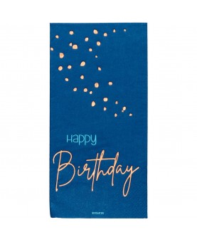 10 serviettes bleu marine "Happy birthday"