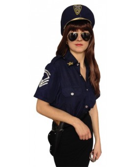 Costume police bleu (chemise et casquette)