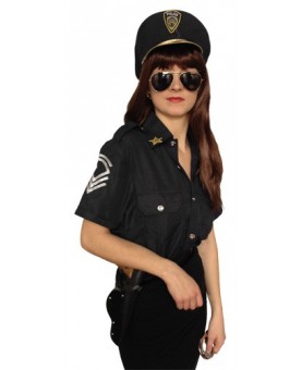 Policière noire (chemise et casquette)