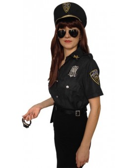 Policière noire (chemise et casquette)