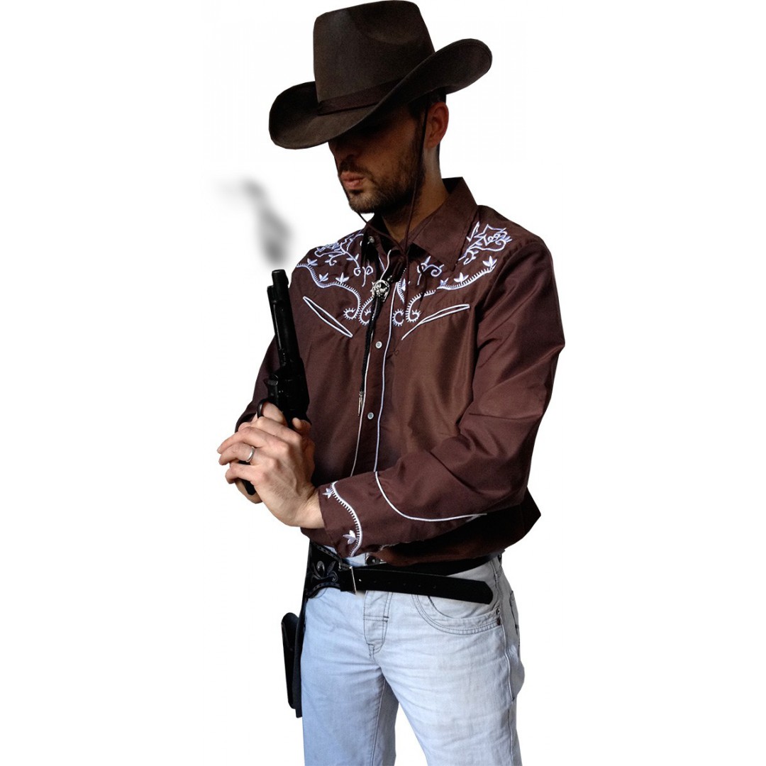 Chemise cowboy brune