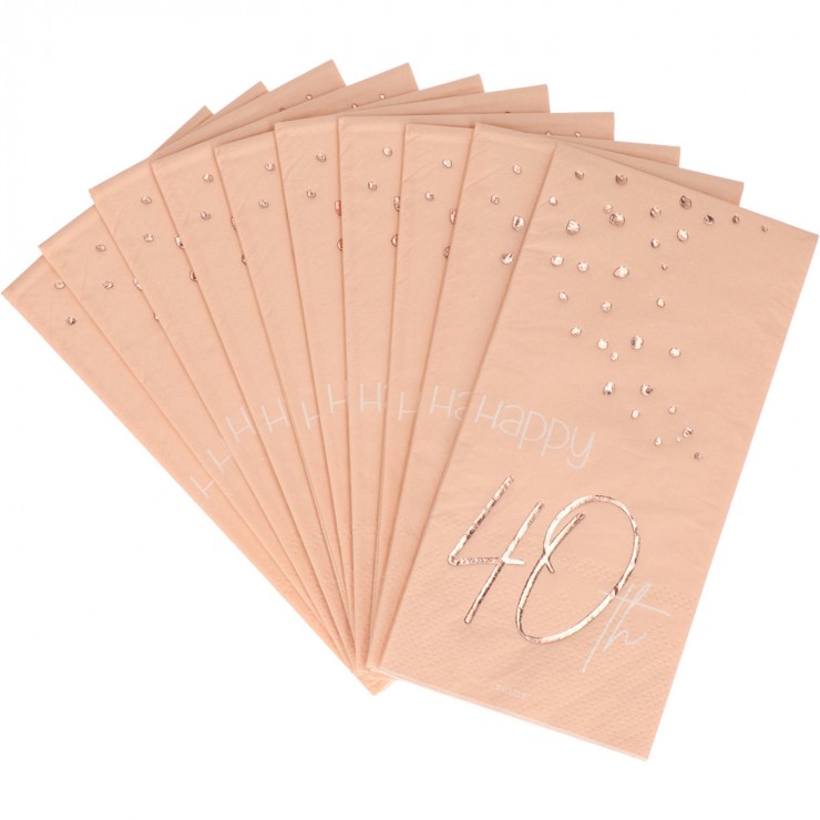 10 serviettes rose poudré "Happy 40th"