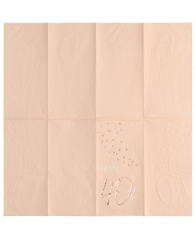10 serviettes rose poudré "Happy 40th"