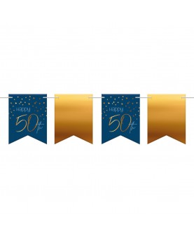 Guirlande anniversaire bleue & or 50 ans
