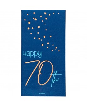 10 serviettes bleu marine "Happy 70th"