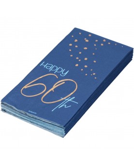 10 serviettes bleu marine "Happy 60th"