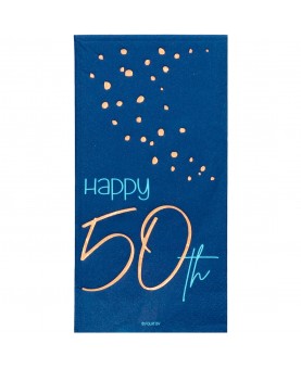 10 serviettes bleu marine "Happy 50th"