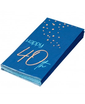 10 serviettes bleu marine "Happy 40th"