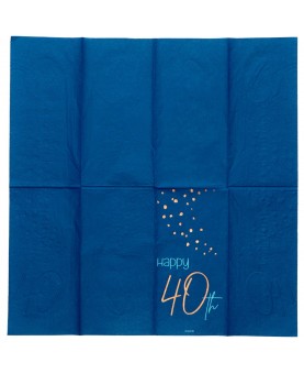10 serviettes bleu marine "Happy 40th"