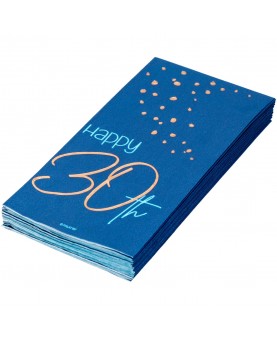 10 serviettes bleu marine "Happy 30th"