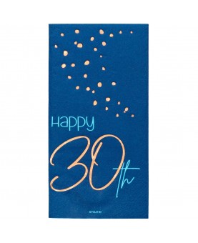 10 serviettes bleu marine "Happy 30th"