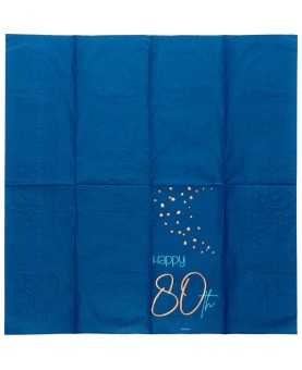 10 serviettes bleu marine "Happy 80th"