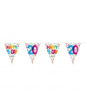 Guirlande multicolore 20 ans "Happy Birthday"