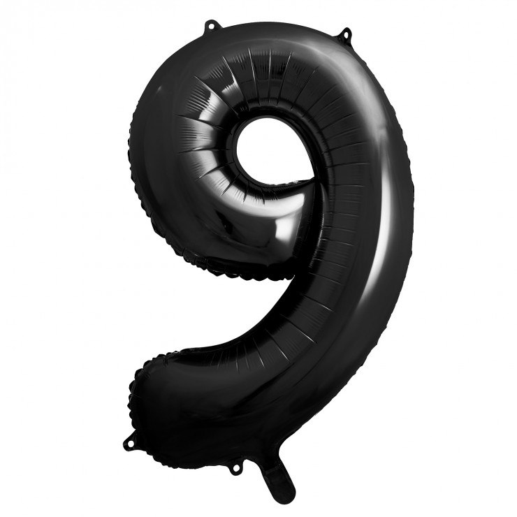 Ballon anniversaire chiffre 9 noir