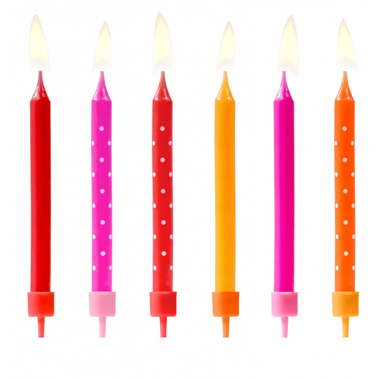 6 bougies d'anniversaire colourful - Fiesta Republic