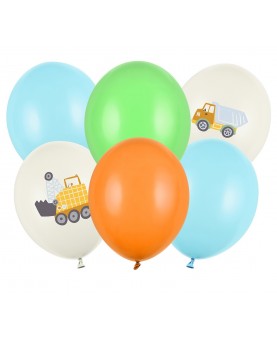 6 ballons véhicules de construction