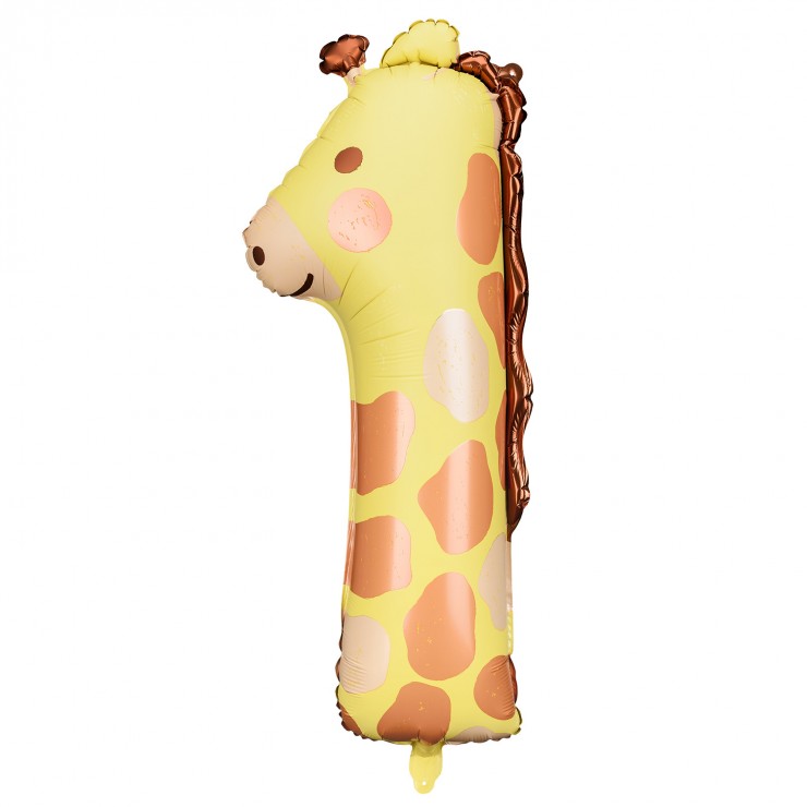 Ballon mylar chiffre 1 Girafe