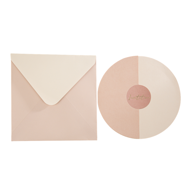 10 invitations rondes nude + enveloppes