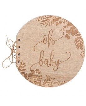 Livre d'or "Oh Baby" rond en bois