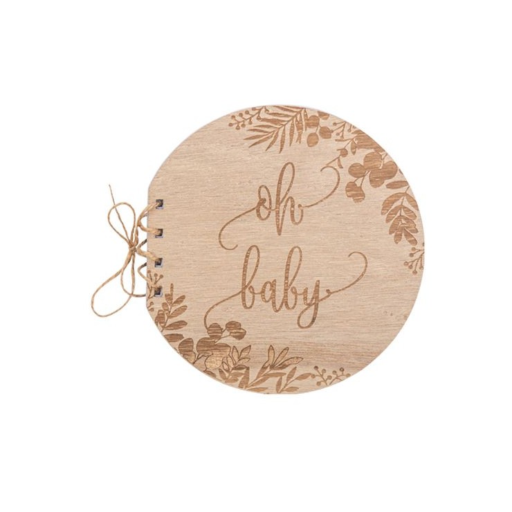 Livre d'or "Oh Baby" rond en bois