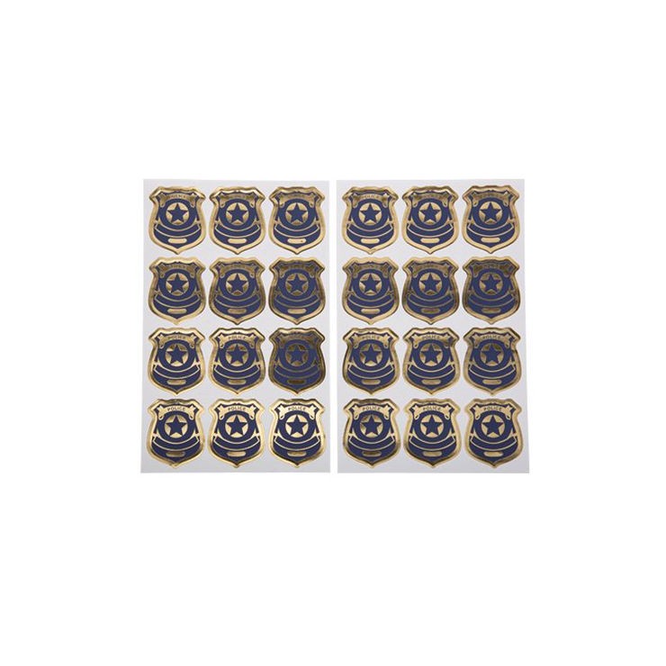 24 stickers badge police bleu marine & or