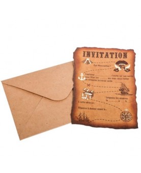 8 invitations pirate kraft & or